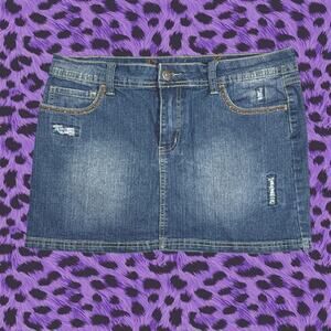 Denim mini skirt skater girl